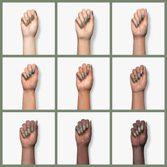beetles nail swatches displaying several cured sage green shades for selection help