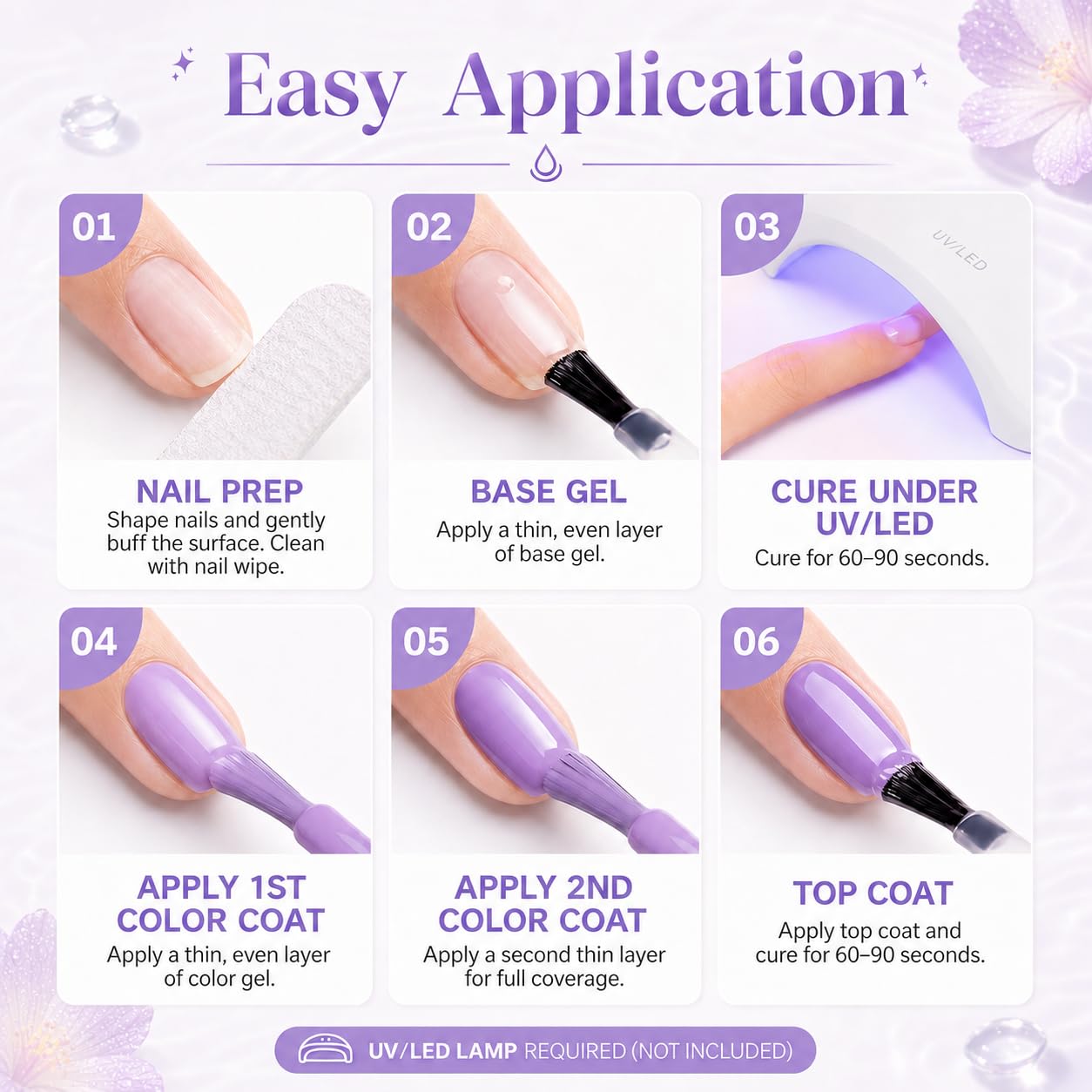 beetles salon manicure lifestyle with finished purple nails for elegant look