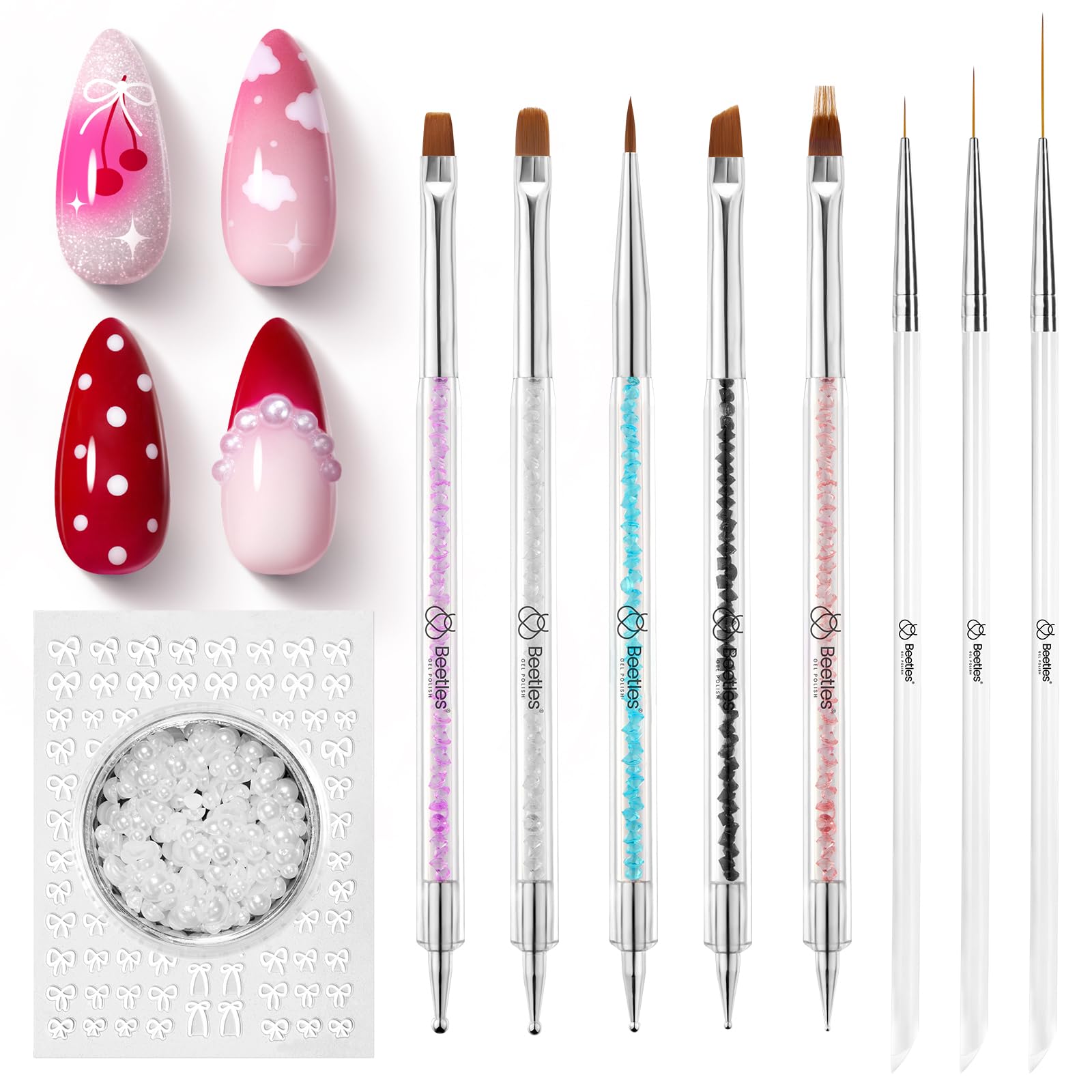Beetles Gel Polish scale and packaging shot showing full kit size and included tools