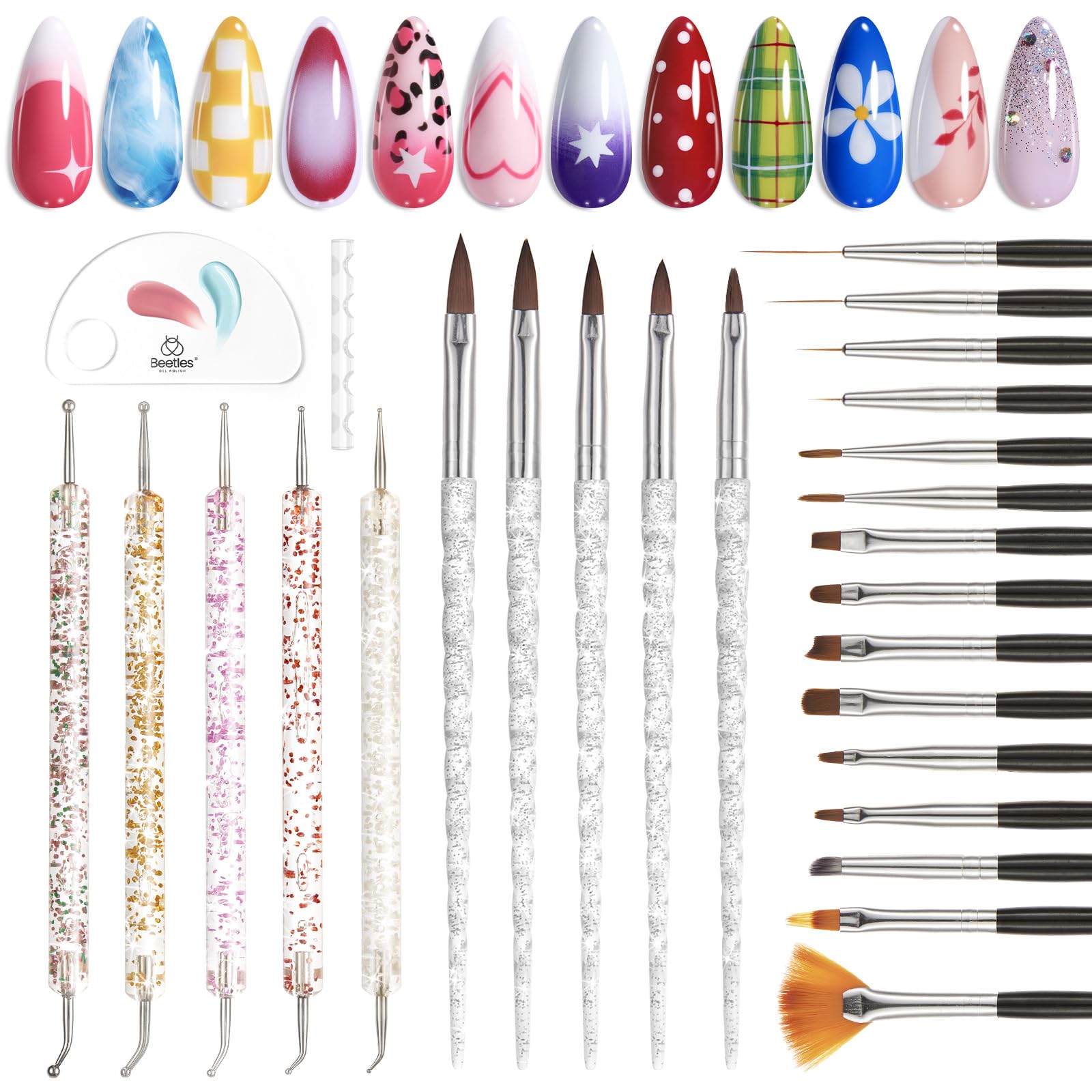 beetles brushes beside ruler showing scale and fine tip sizes for accuracy