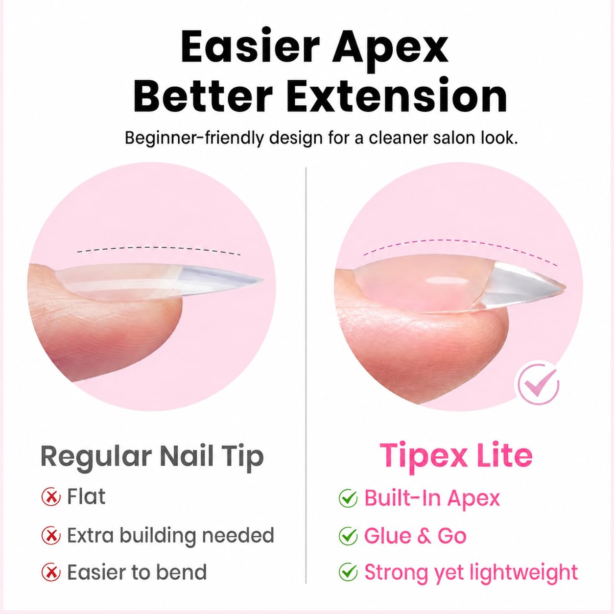 beetles gel polish side profile of short almond tip showing natural fit and smooth free edge