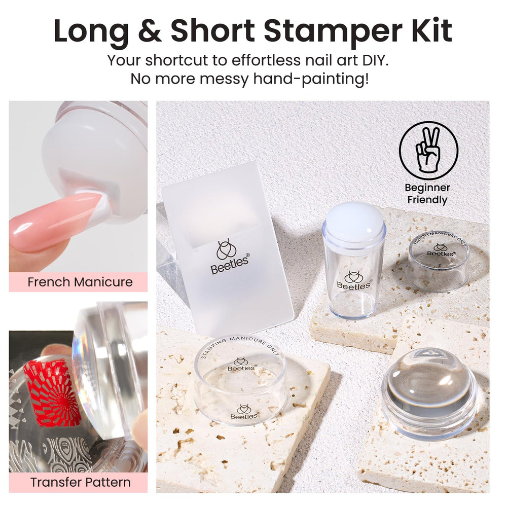 Beetles short clear stamper close-up showing visibility for accurate placement