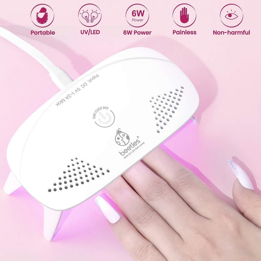 Beetles Gel Polish side view with USB cable connected for convenient power anywhere