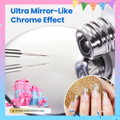 beetles silver liner swatch on nail showing mirror-like chrome shine