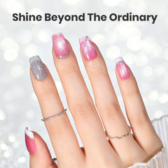 Beetles Gel Polish silver liner stroke on nail highlighting reflective finish for crisp French tips