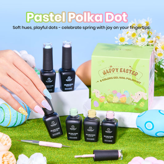 beetles six bottles arranged flatlay demonstrating coordinated pastel palette
