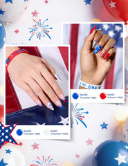 Beetles six color bottles lined up showing red white blue shades for patriotic designs