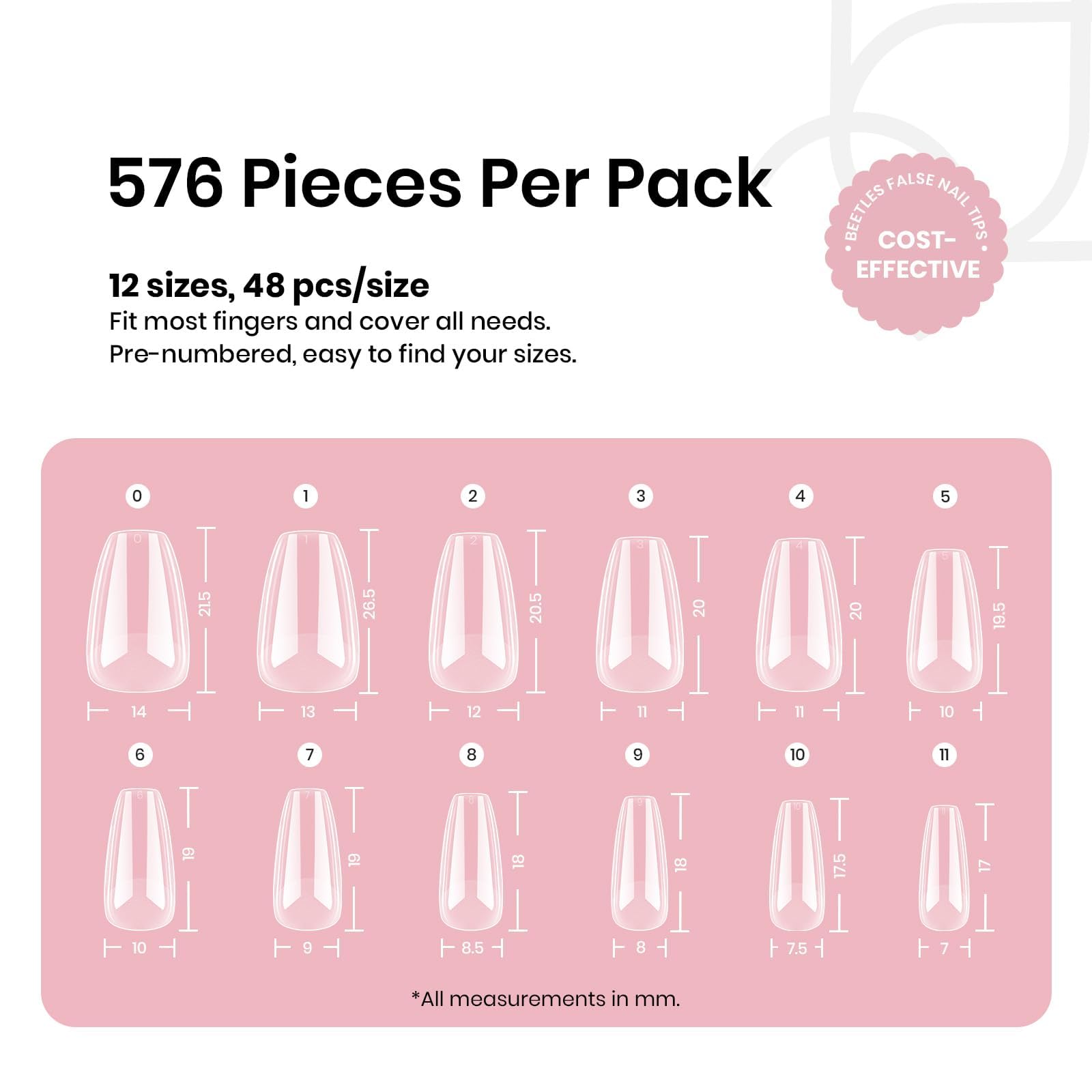 beetles gel polish twelve sizes arrayed to show fit options for every finger benefit