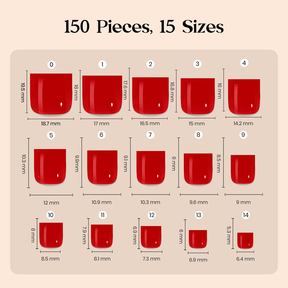 beetles size chart and labeled nails showing 15 sizes for quick fit