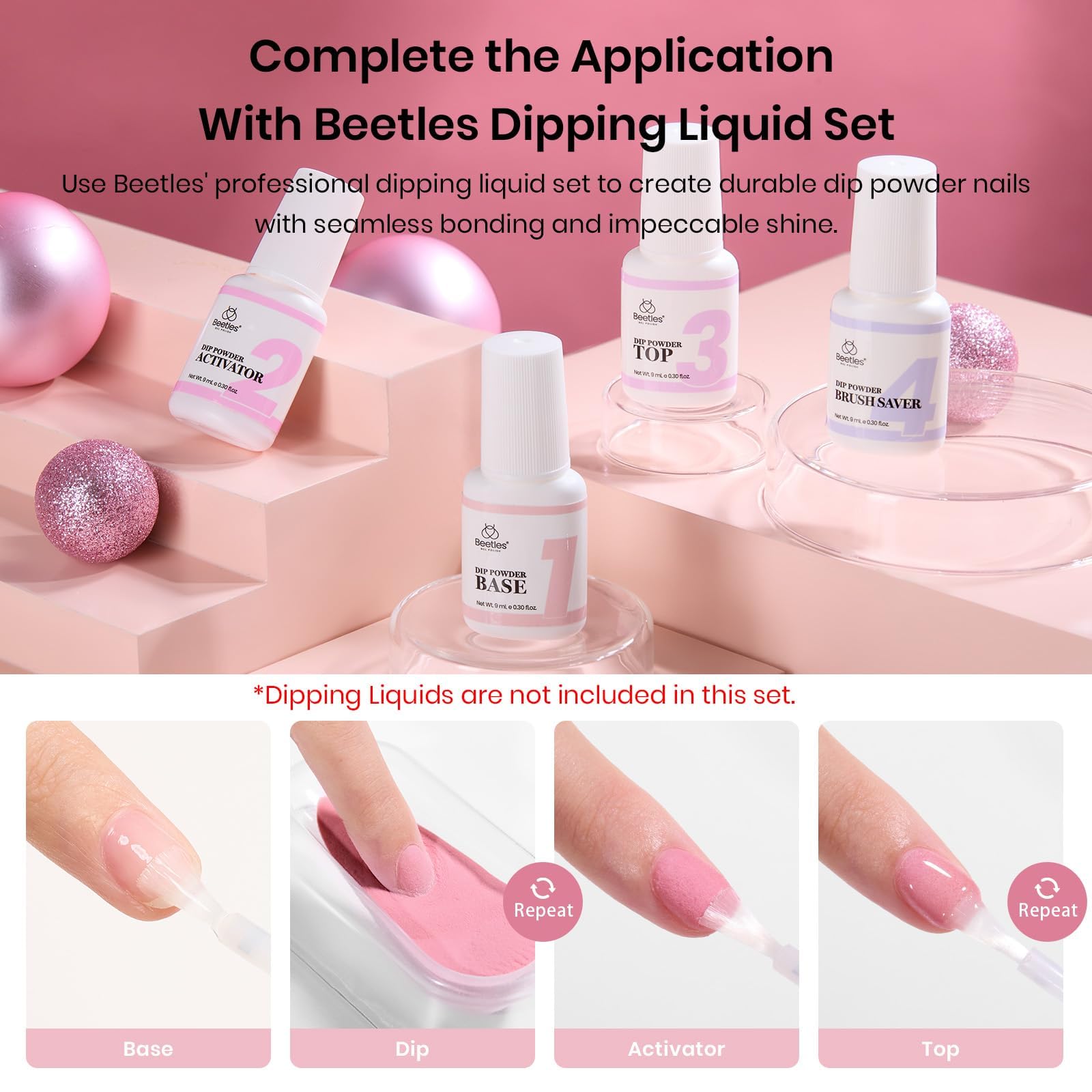 Beetles Gel Polish hand beside jars showing compact kit scale