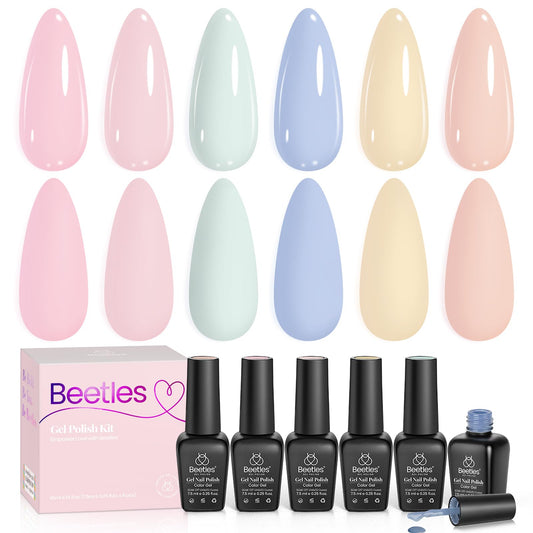 beetles front packaging showing six pastel bottles and collection benefit