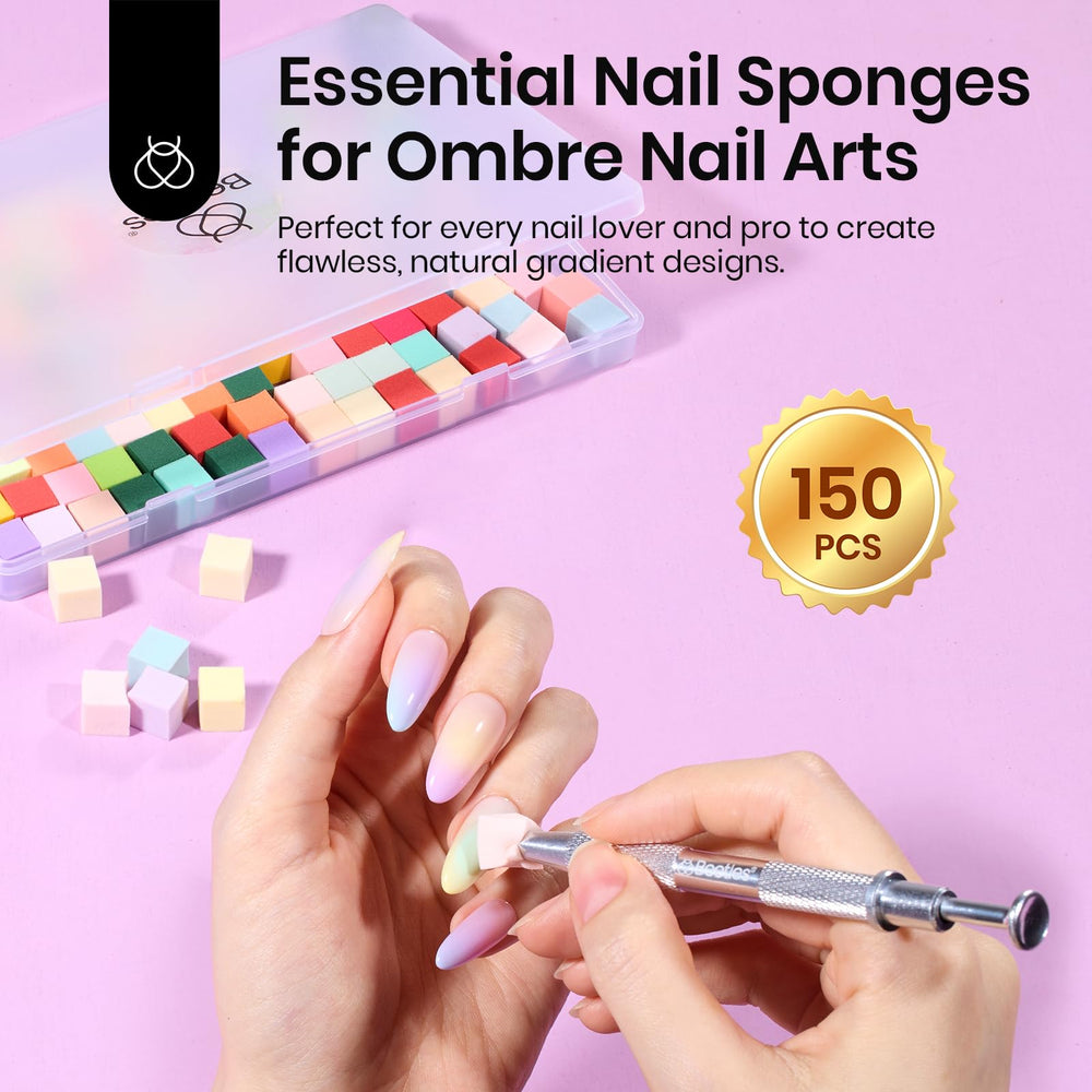 beetles open storage box with colorful sponges organized for quick salon use