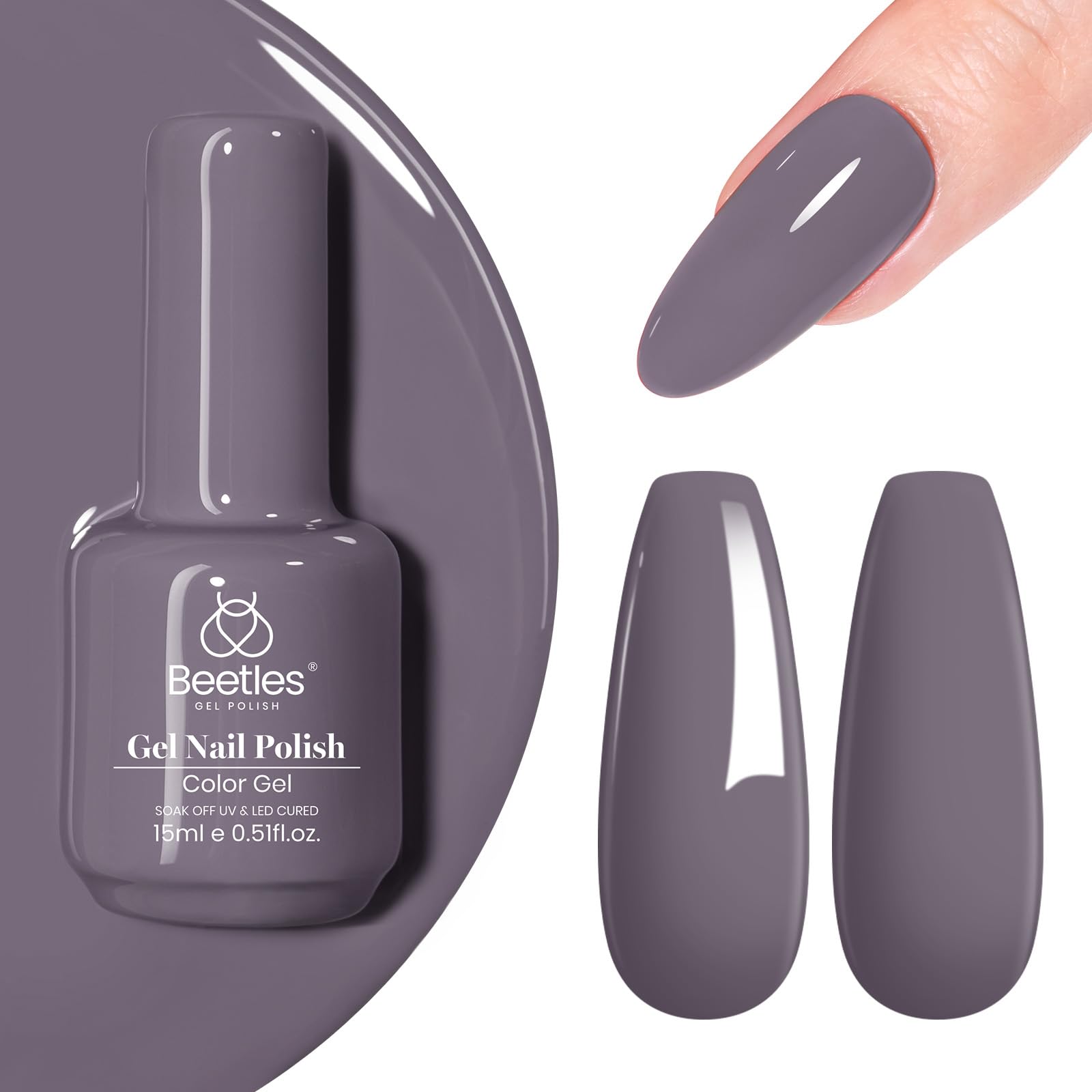 Beetles Stormwatch bottle front showing brand and elegant grayish purple shade benefit
