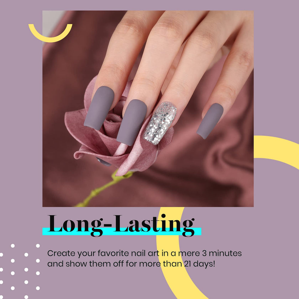 Beetles polish swatch on nail wheel displaying true Stormwatch color for selection benefit