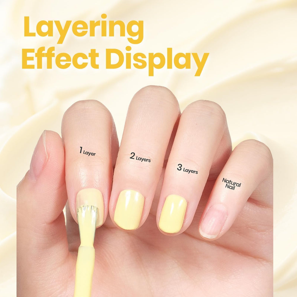 Beetles swatch on fingertips showing pastel coverage and visual appeal