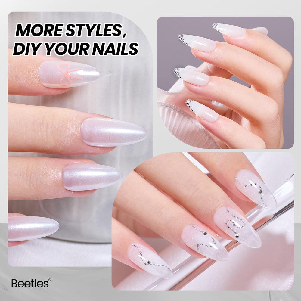Beetles swatch on hand in natural light showing wearable milky-white benefit