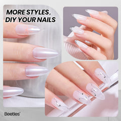 Beetles swatch on hand in natural light showing wearable milky-white benefit