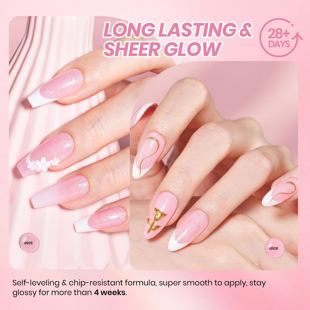 beetles swatch strip displaying six translucent pink glitters for layered color planning