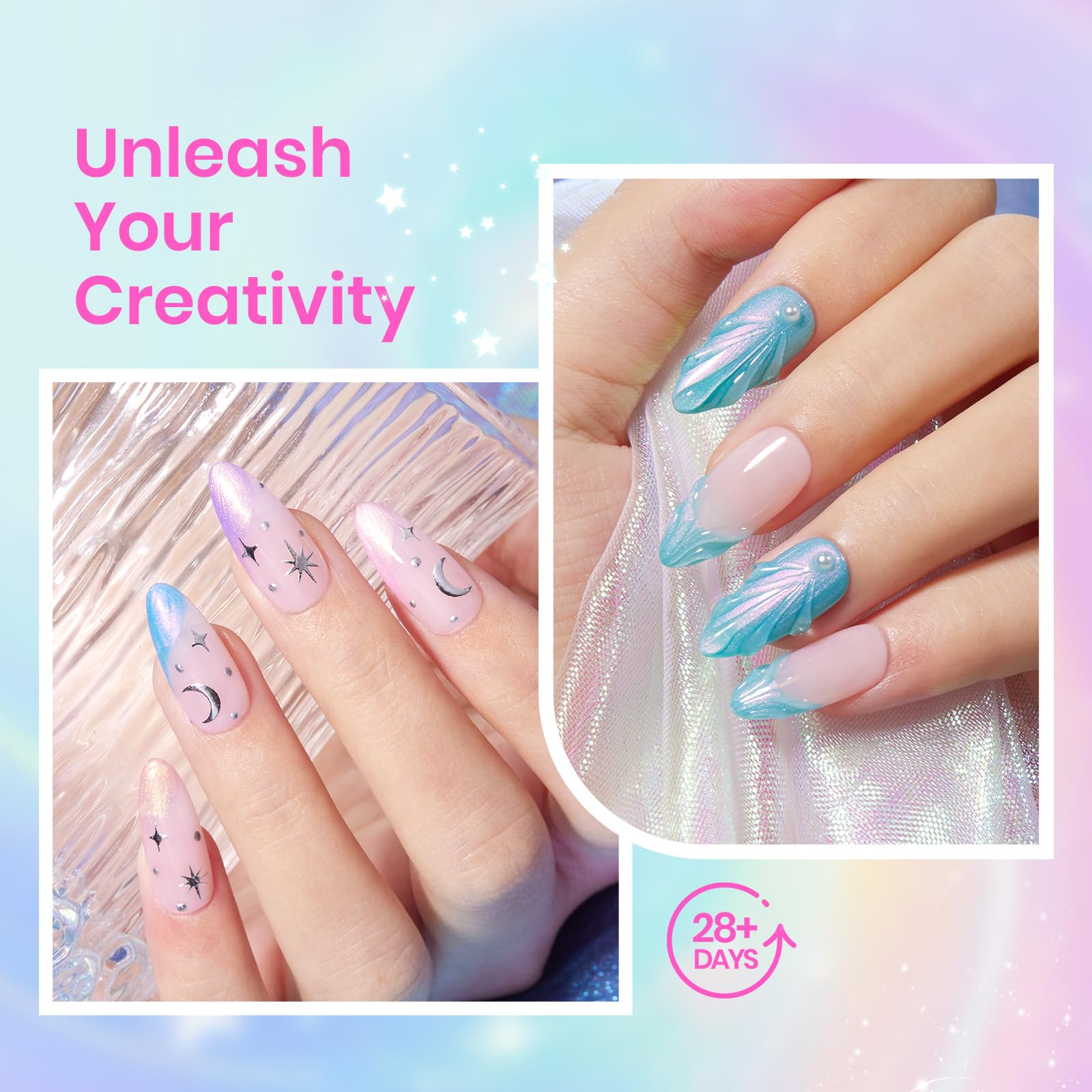 beetles Gel Polish swatch on nail wheel showing six shimmer shades for color selection