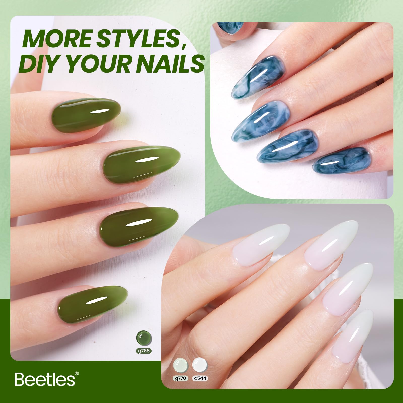 Beetles swatch painted on natural nails showing glossy, buildable finish