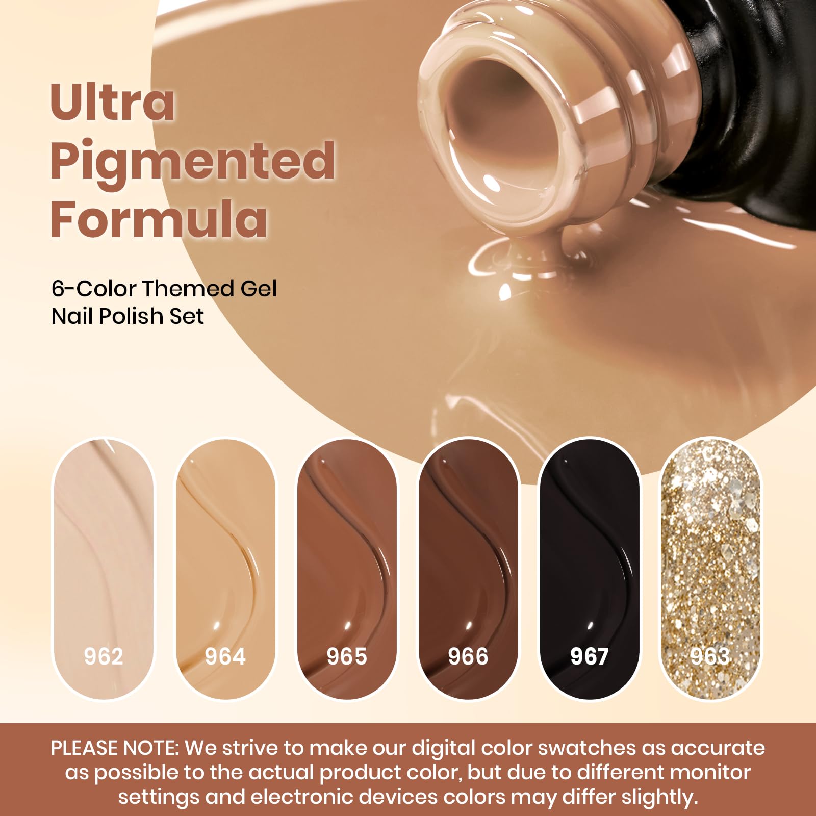 Beetles nail fan swatches displaying six brown shades for color planning