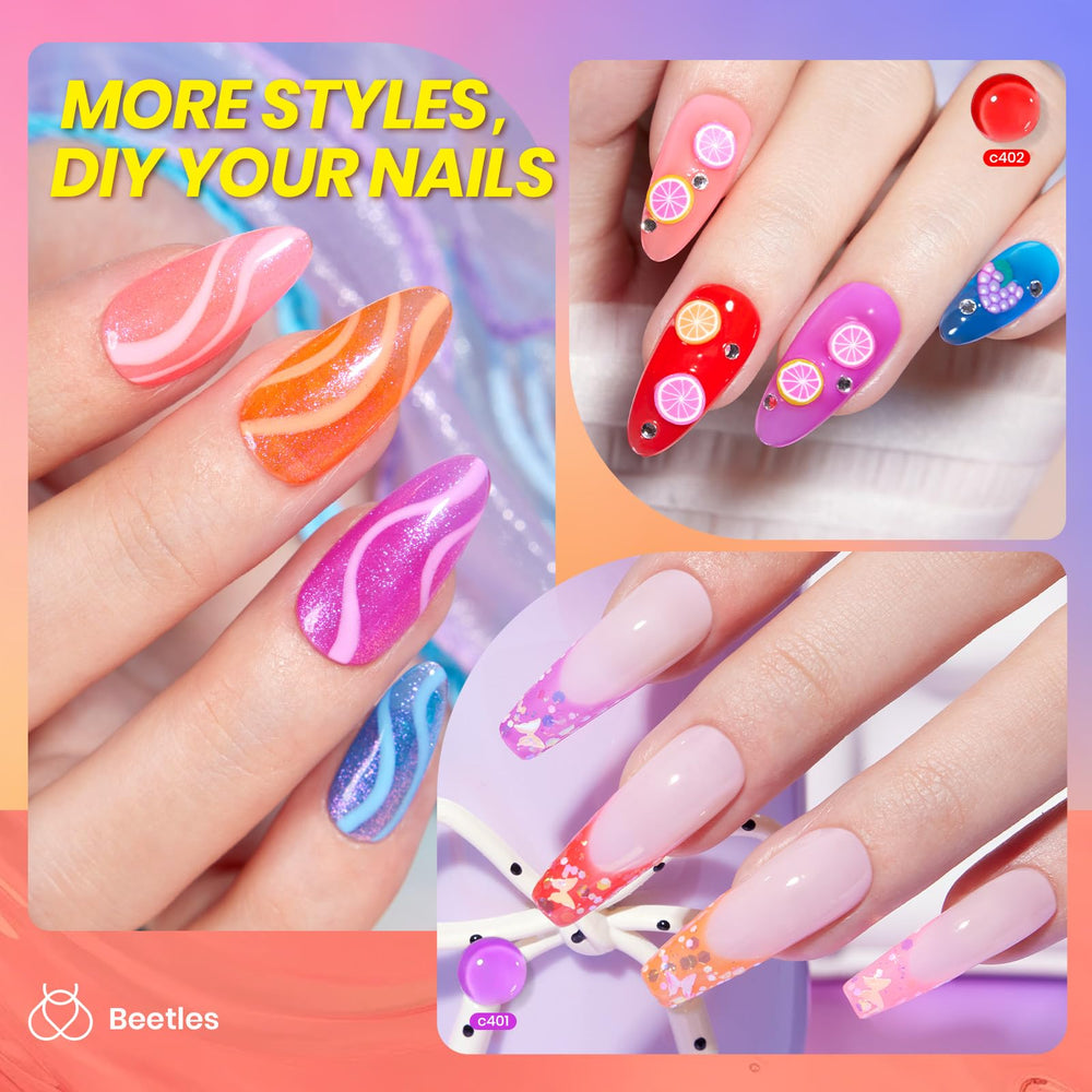 beetles swatches on nails displaying color build and wearable neon benefit