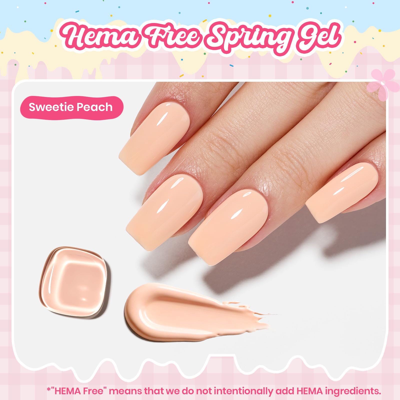 Beetles brush stroke of Sweetie Peach showing creamy pastel coral texture and smooth coverage