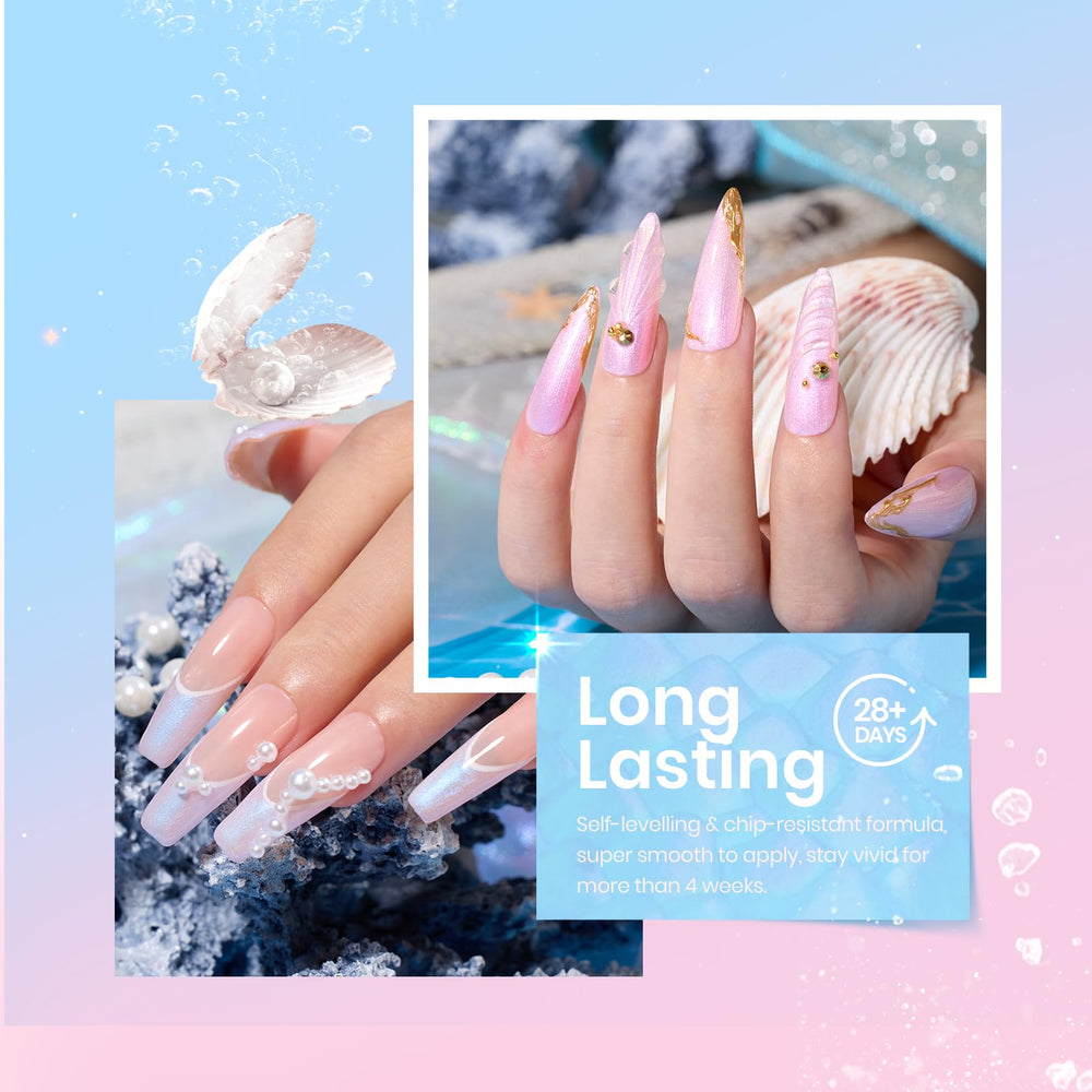 Beetles swirl thread effect on nails highlighting iridescent nail art detail