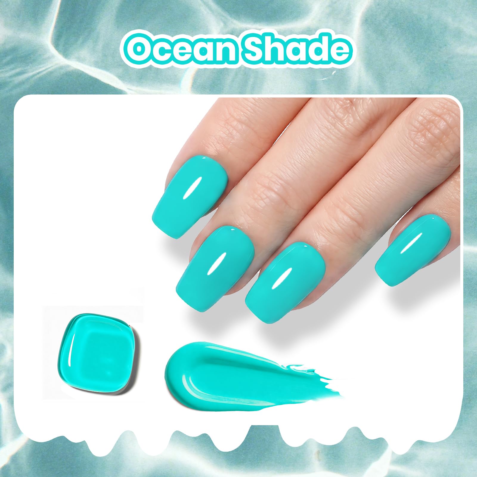 Beetles brush stroke of neon teal demonstrating smooth pigmentation and even coverage