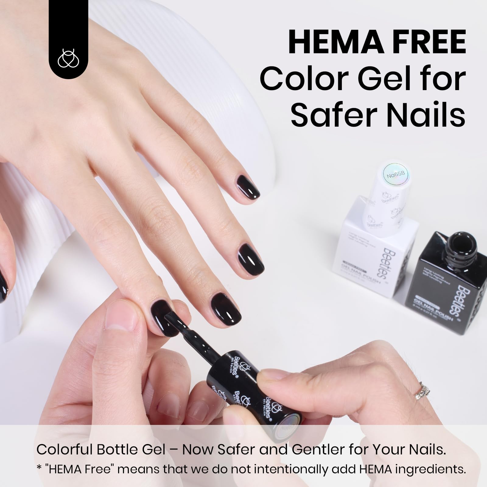 beetles brush stroke of black gel polish showing smooth coverage and pigment payoff