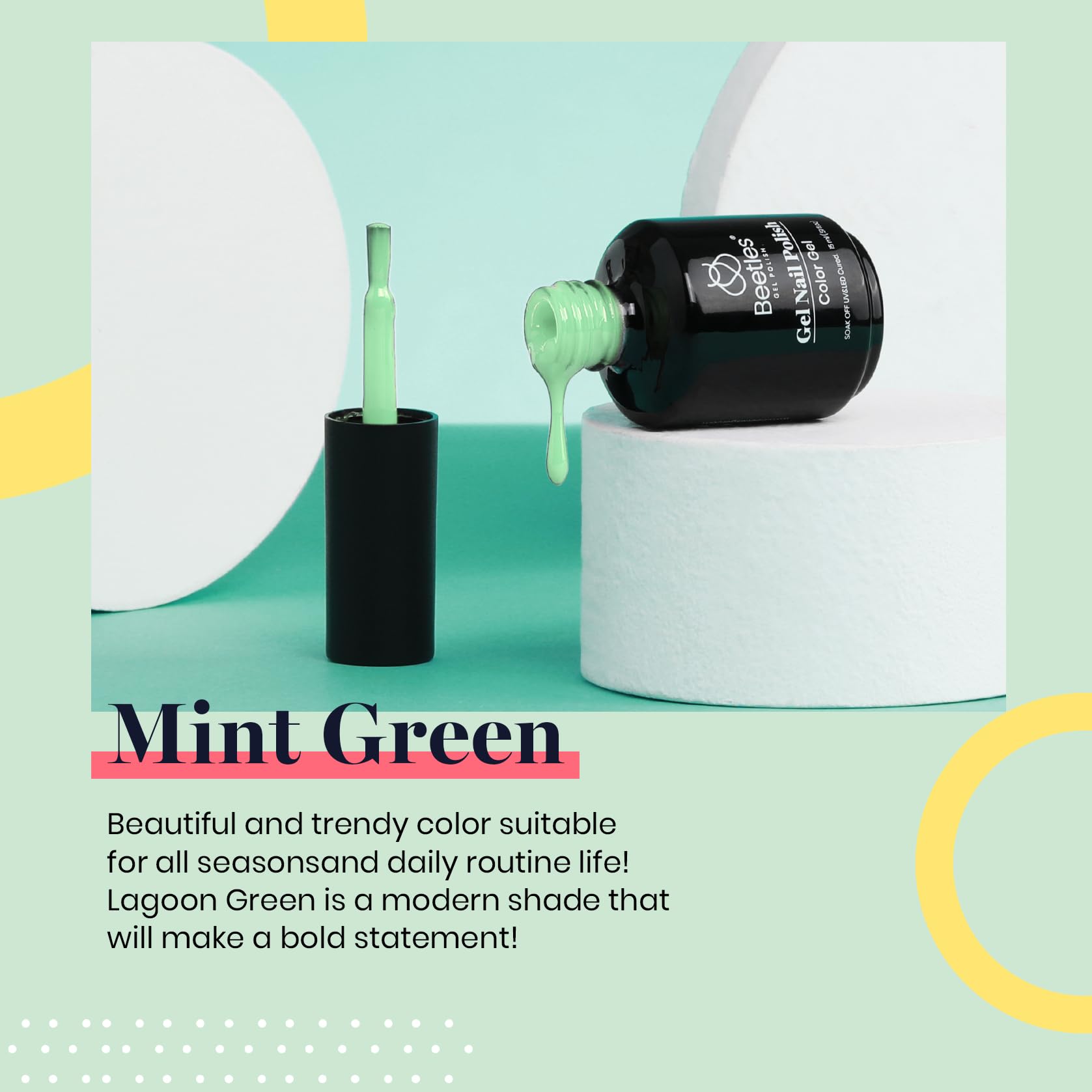 Beetles Gel Polish texture close-up displays smooth mint cream finish for even coverage