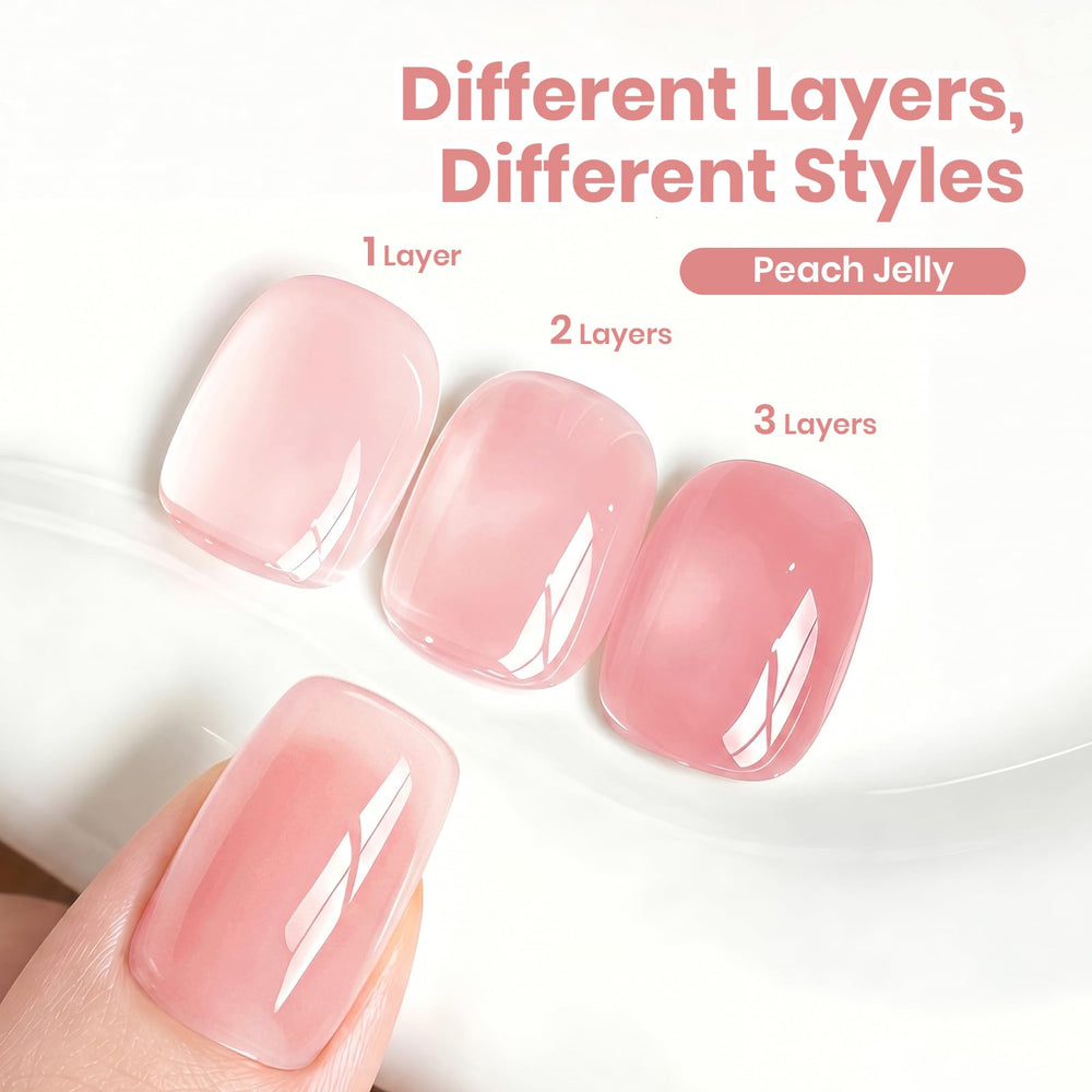 beetles gel polish texture shot highlighting translucent jelly finish and glossy sheen