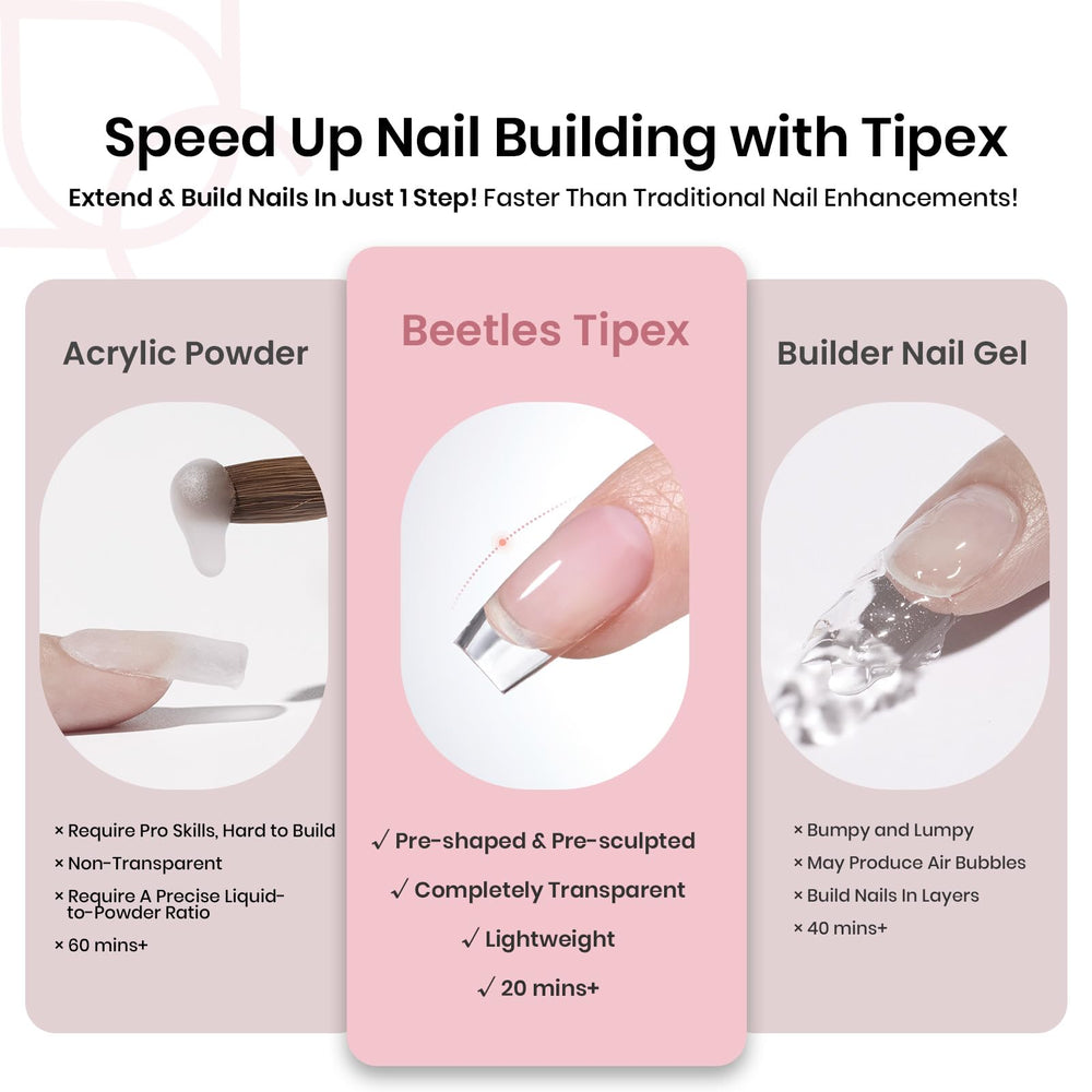 Beetles Tipex in-use application pressing a tip for quick DIY salon-quality extensions