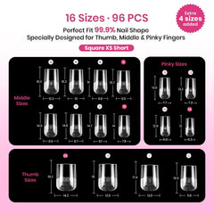 Beetles Gel Polish tip on fingertip to show scale and comfortable coverage benefit
