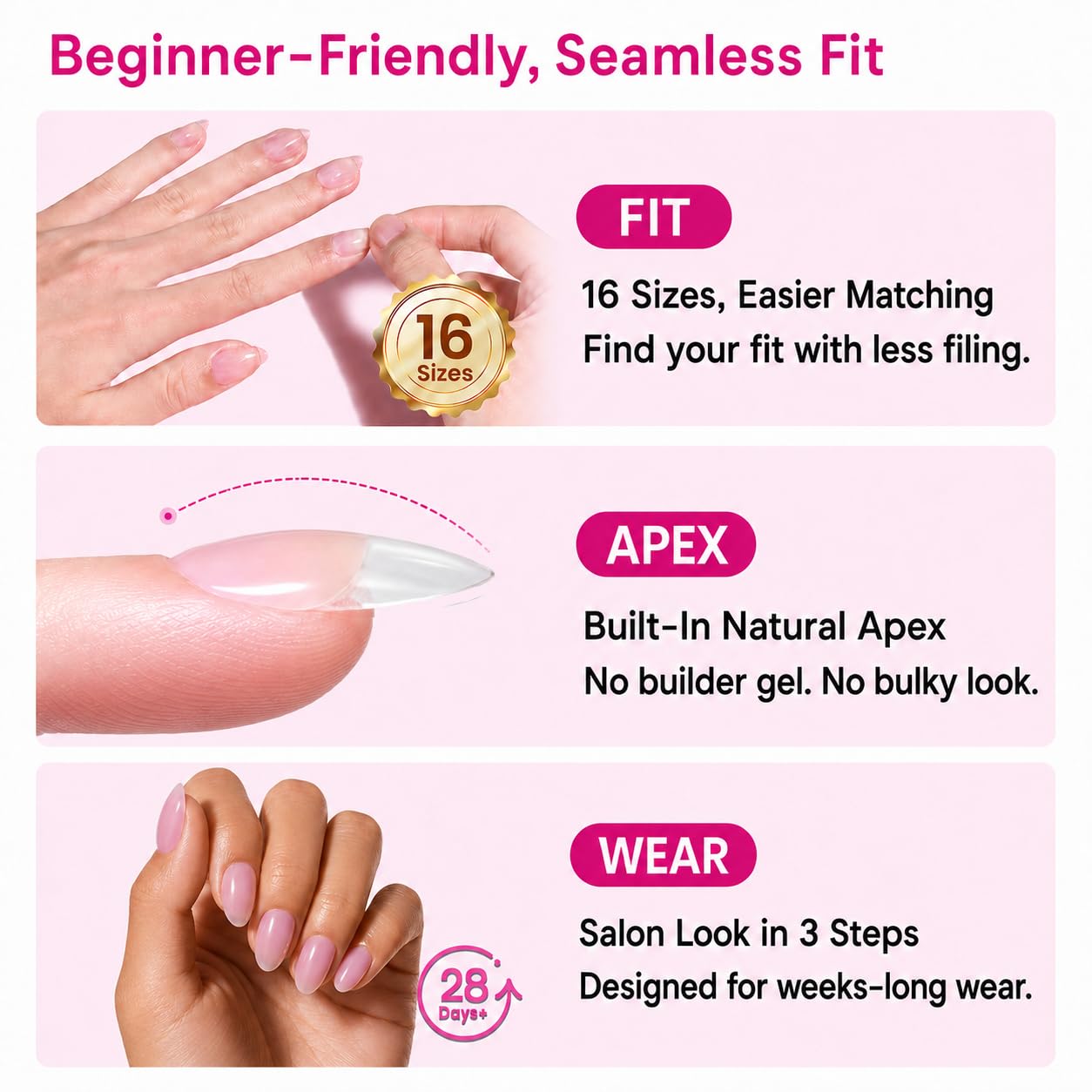 beetles Gel Polish layout of 16 sizes 00–14, helps find accurate custom fit