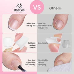 Beetles toe tips applied in pedicure showing natural look and comfort benefit