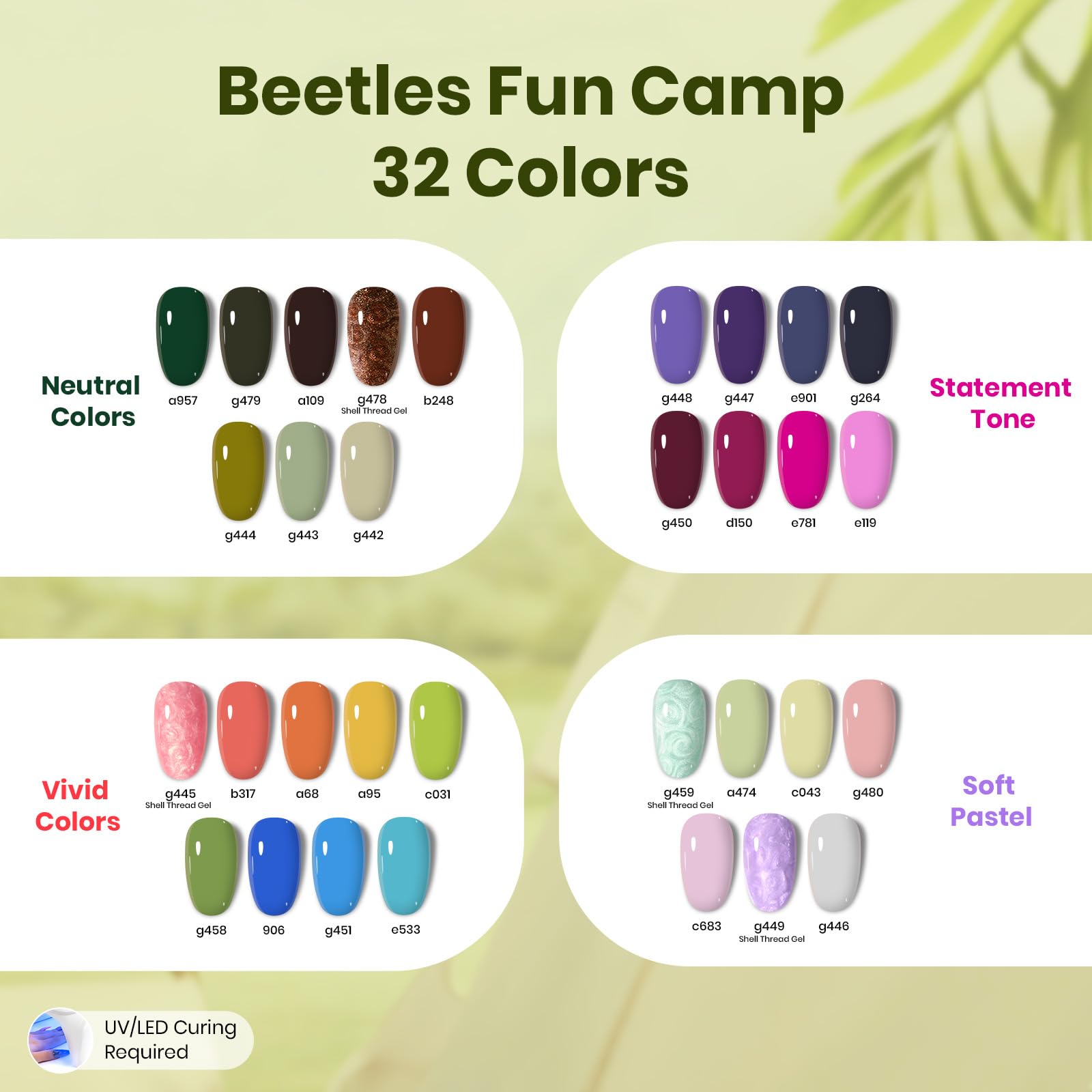 beetles Gel Polish tools and bits layout for complete nail preparation