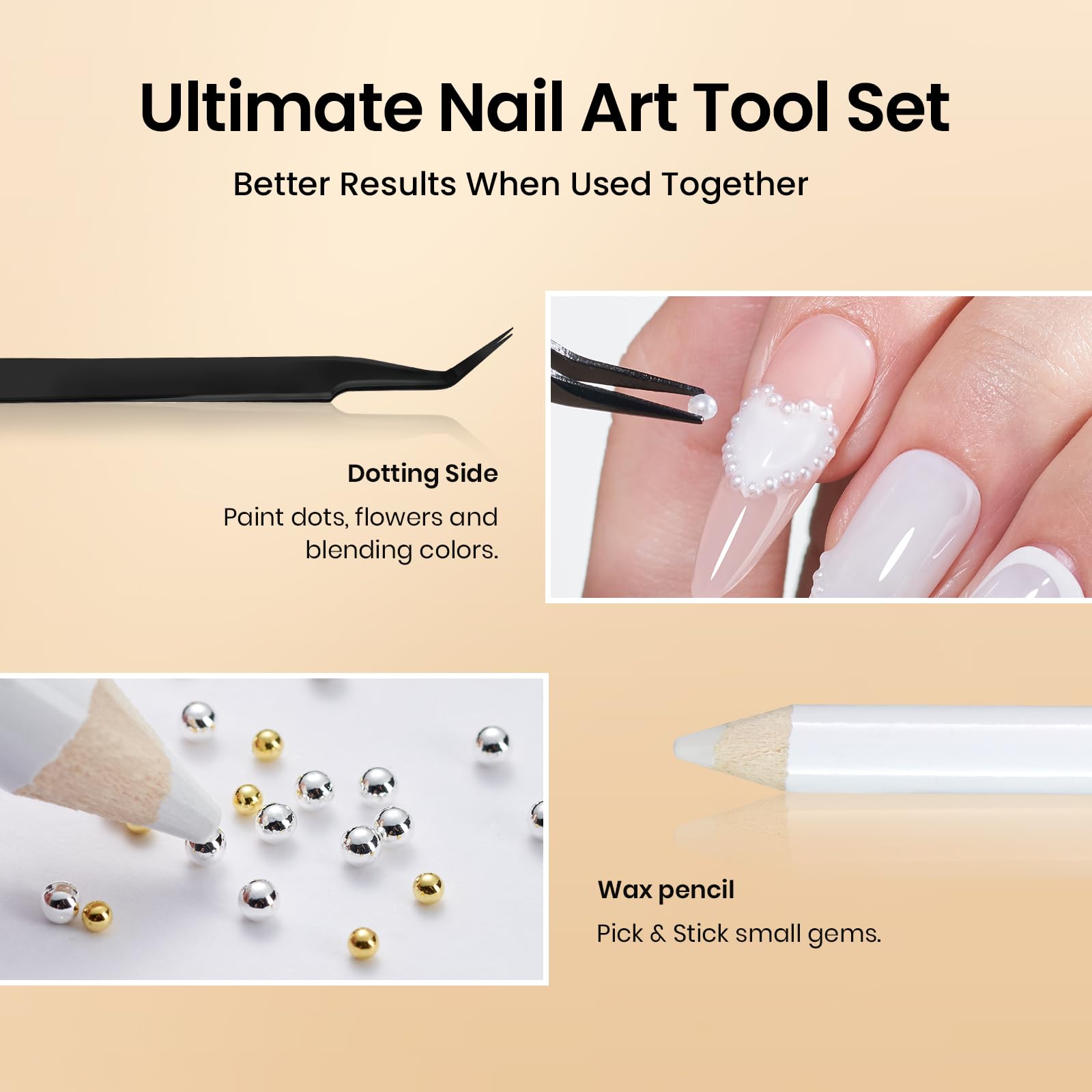 beetles tools tweezers pick-up pencil set for precise bead placement and control
