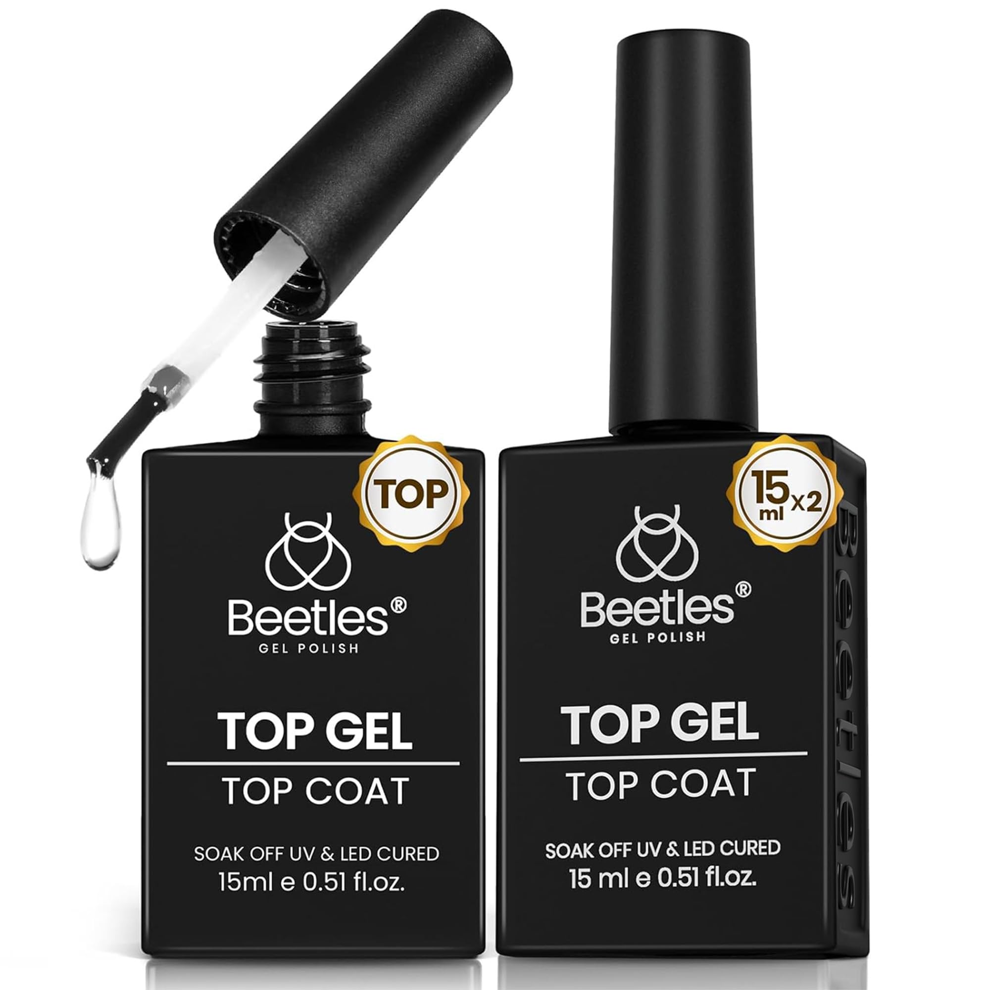 Beetles bottle front packaging showing product branding and clear finish benefit
