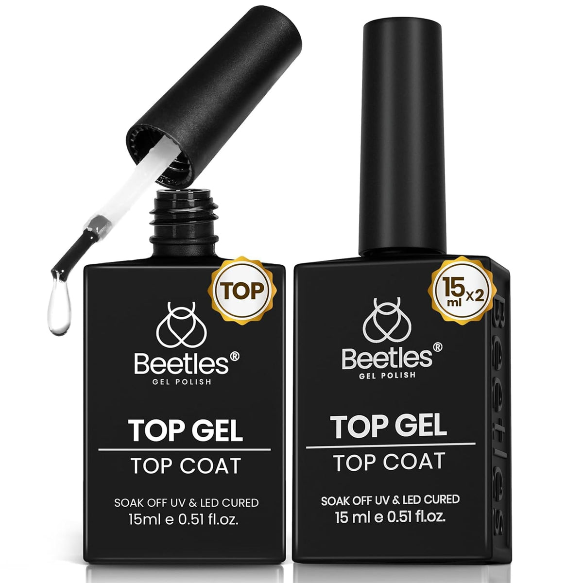 Beetles bottle front packaging showing product branding and clear finish benefit