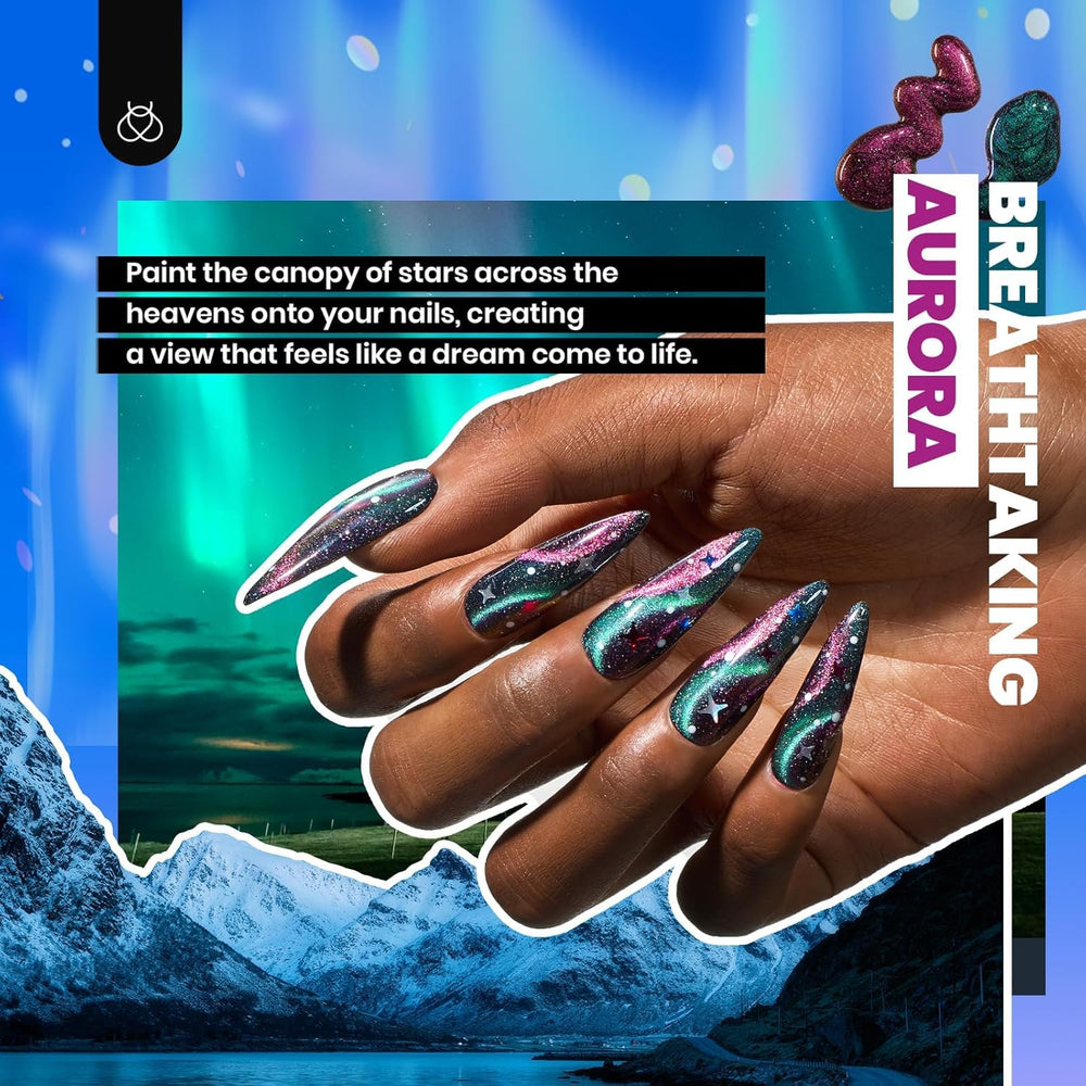 beetles topcoat range displaying glossy matte and holographic benefits