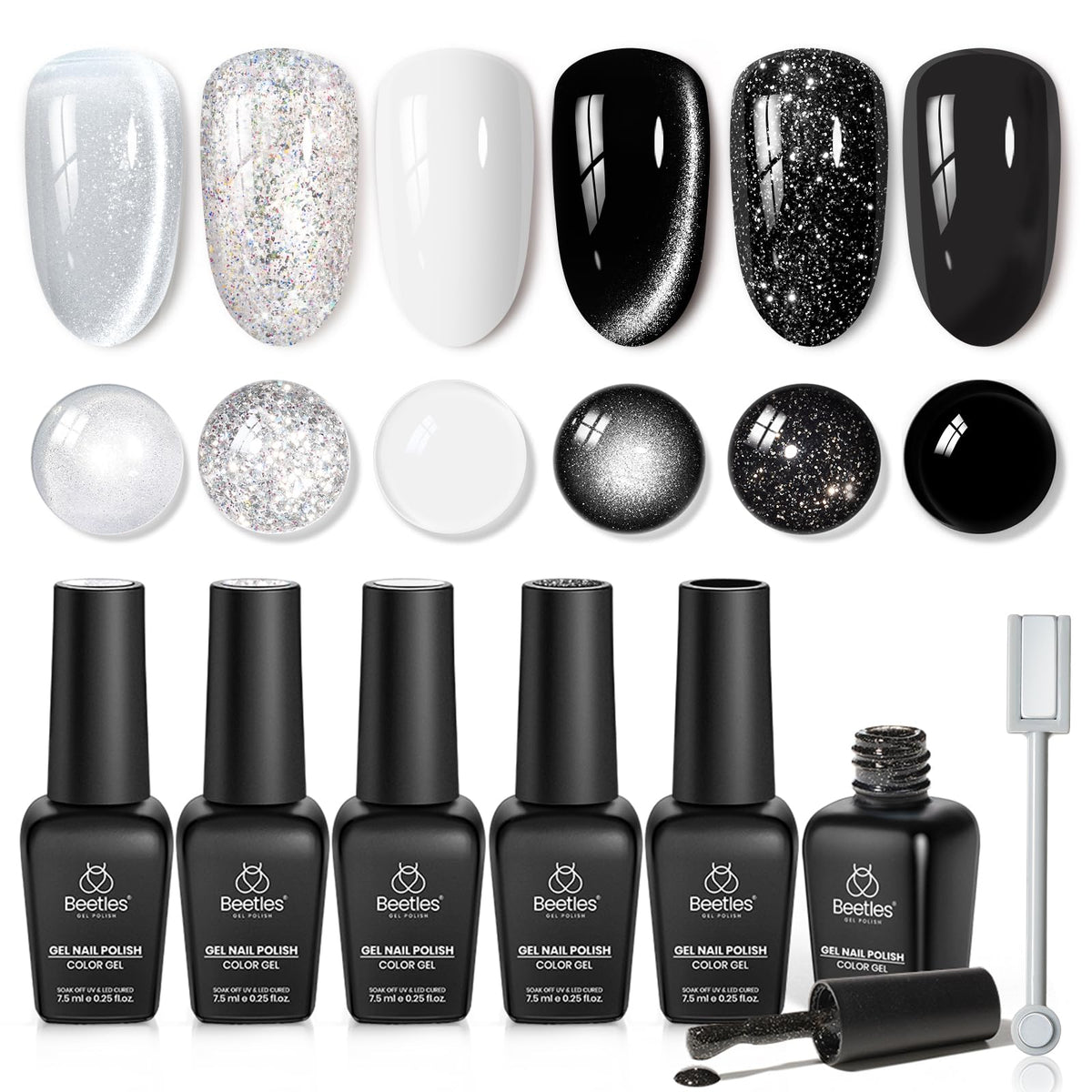 beetles front packaging showing six Twilight Gleam bottles and product mix for versatile looks
