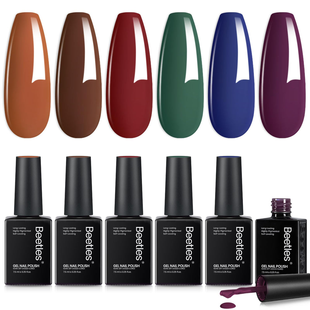Beetles front packaging showing six Twilight Grove Whisper bottles and colors benefit: clear set presentation