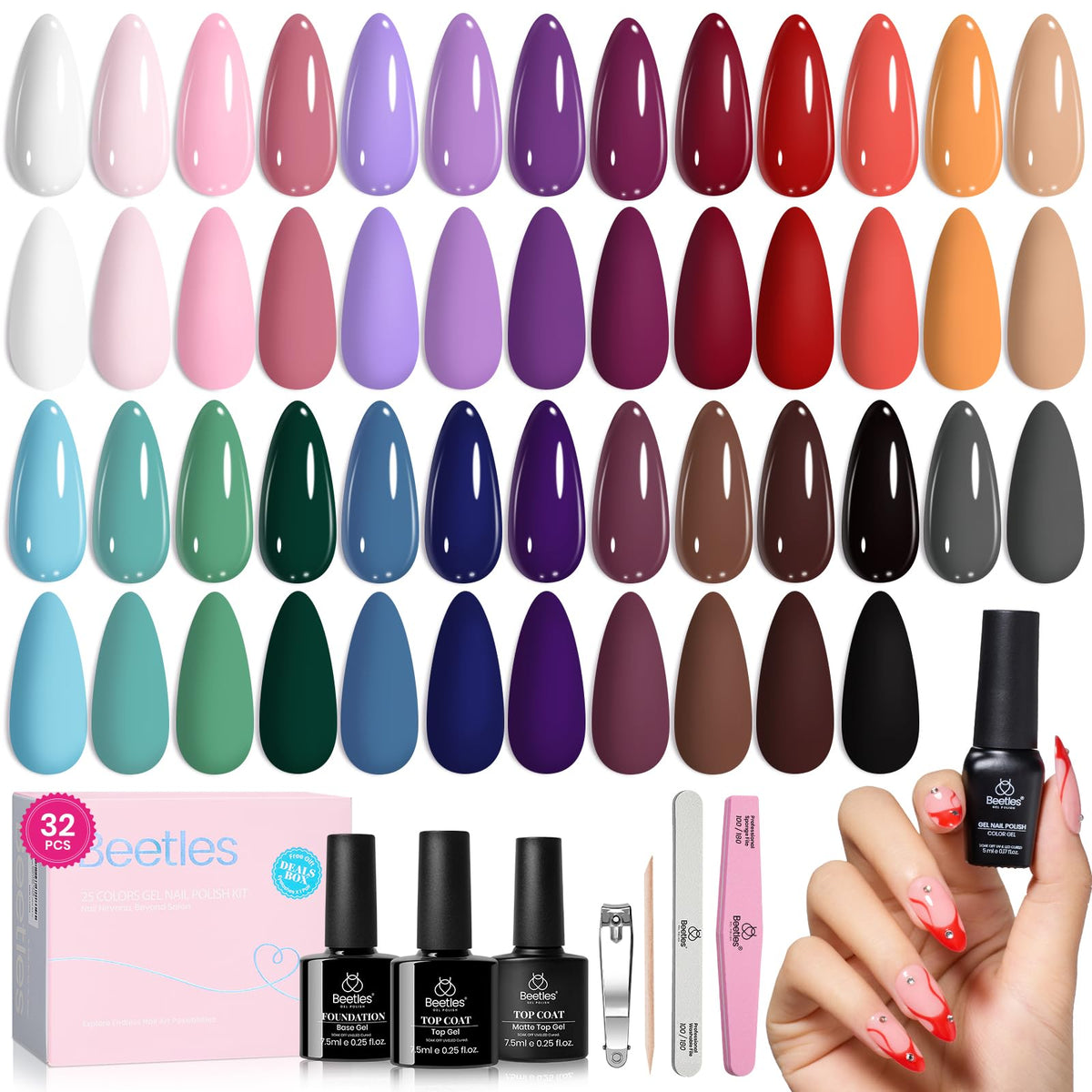 beetles front packaging showing full 25-color kit and tools, ideal gifting