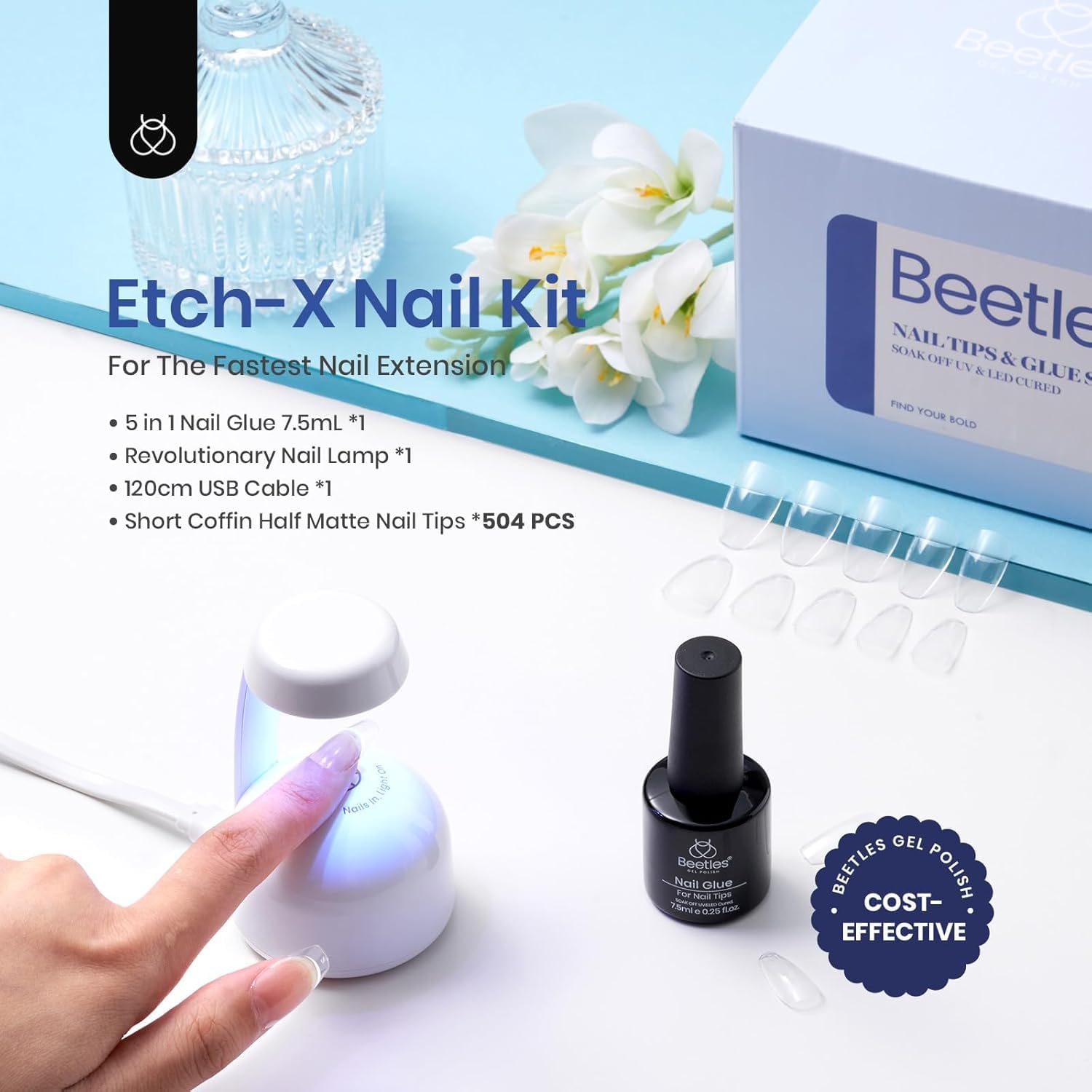 Beetles UV LED lamp with USB cable curing gel quickly for efficient results