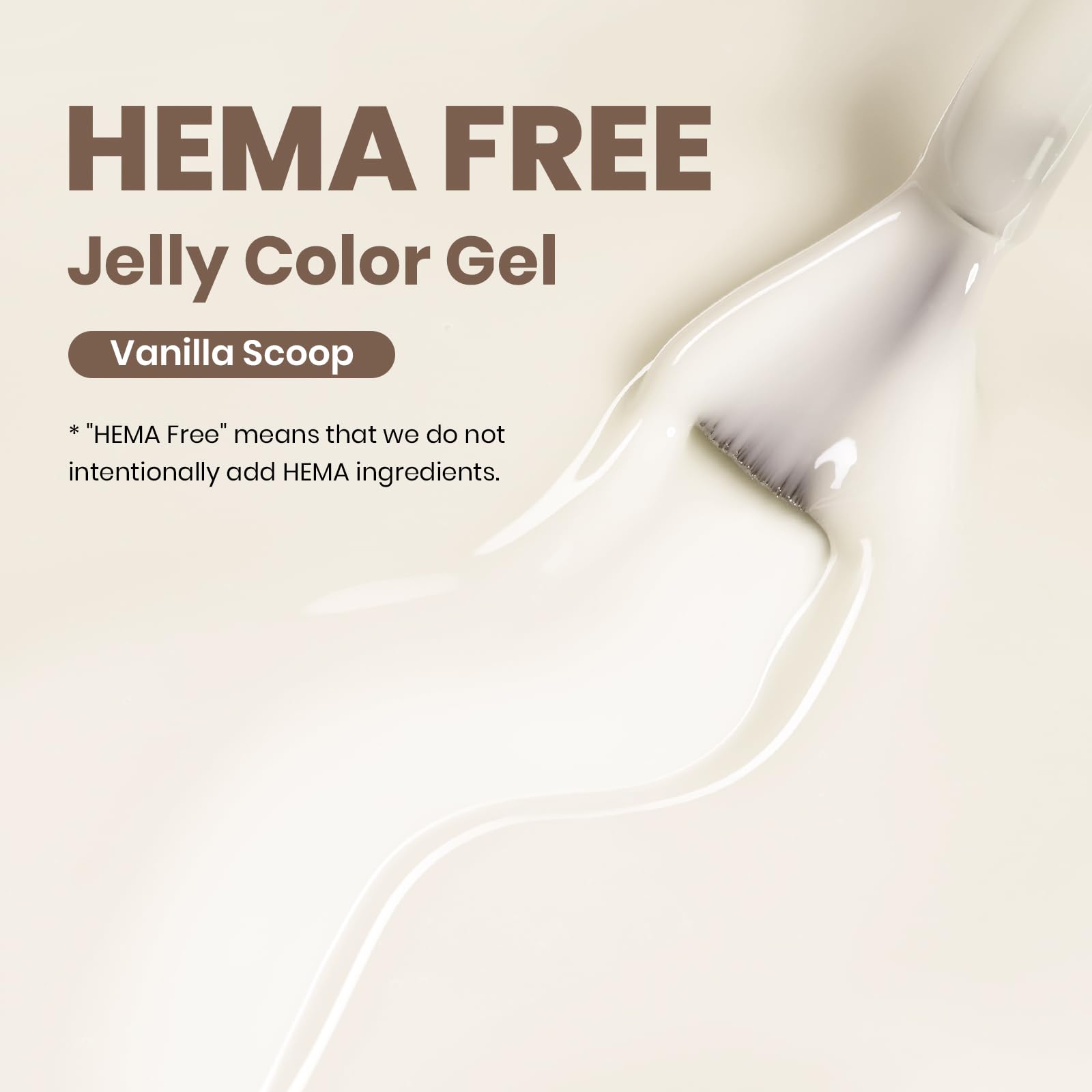 Beetles Gel Polish brush stroke of vanilla scoop showing smooth application and buildable coverage