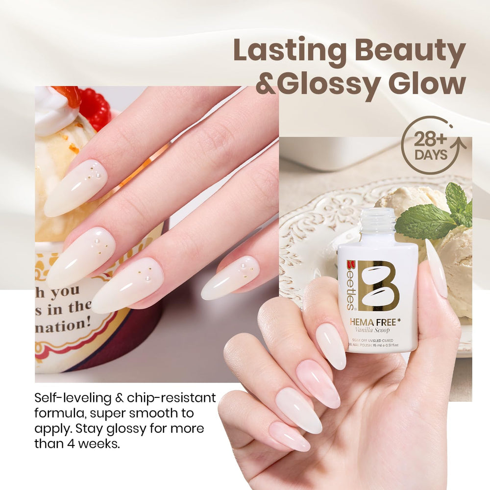 Beetles Gel Polish manicure in use showing natural nude finish and everyday durability