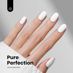beetles French tip demo on nail showing crisp white edge for designs