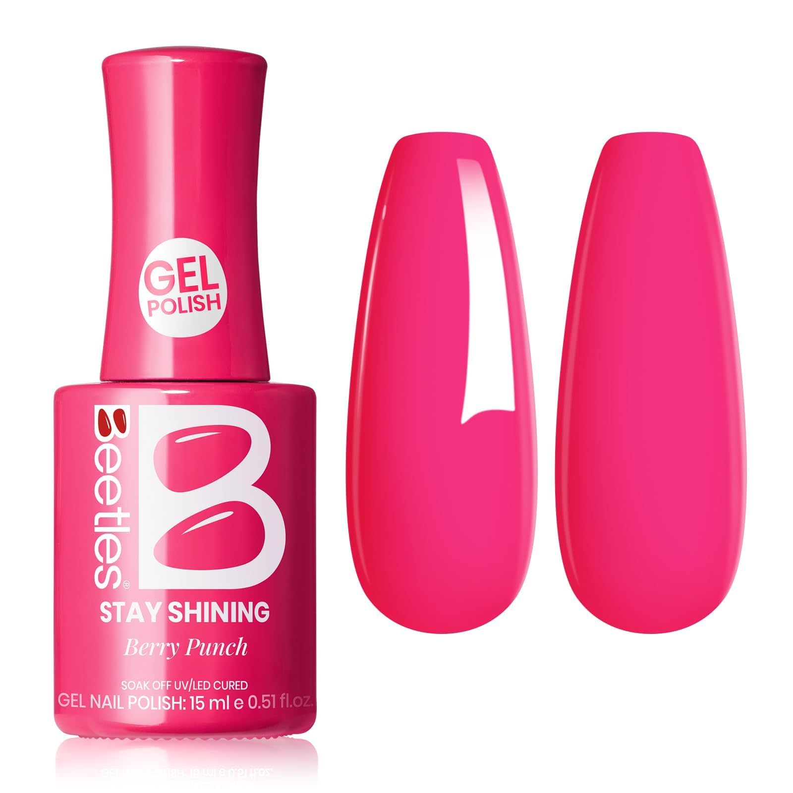 Beetles bottle front view showing Wild Tulips vibrant hot pink and organized labeling benefit