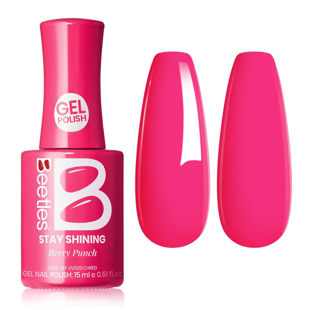 Beetles bottle front view showing Wild Tulips vibrant hot pink and organized labeling benefit